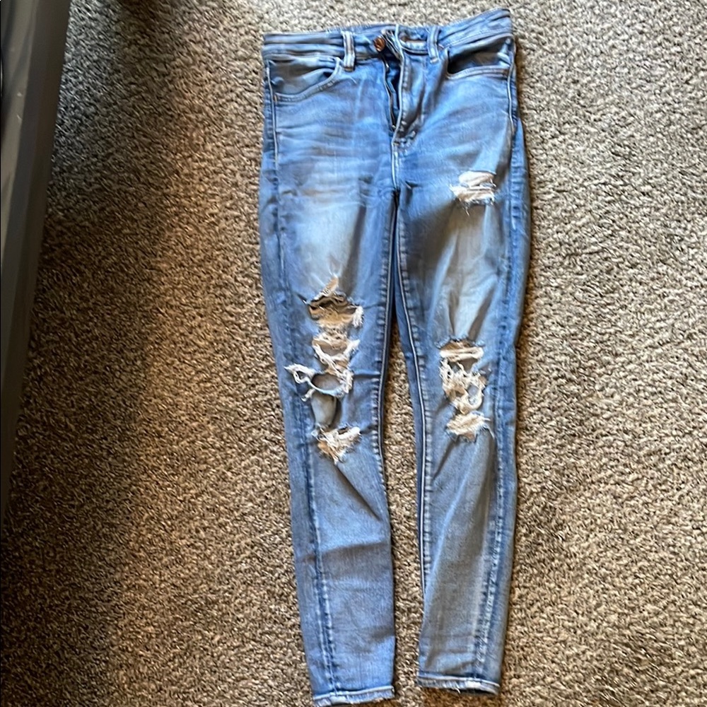 Distressed Blue Jeans
